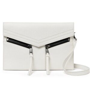 NWT Botkier Off White Leather Crossbody with Black Zipper Accents